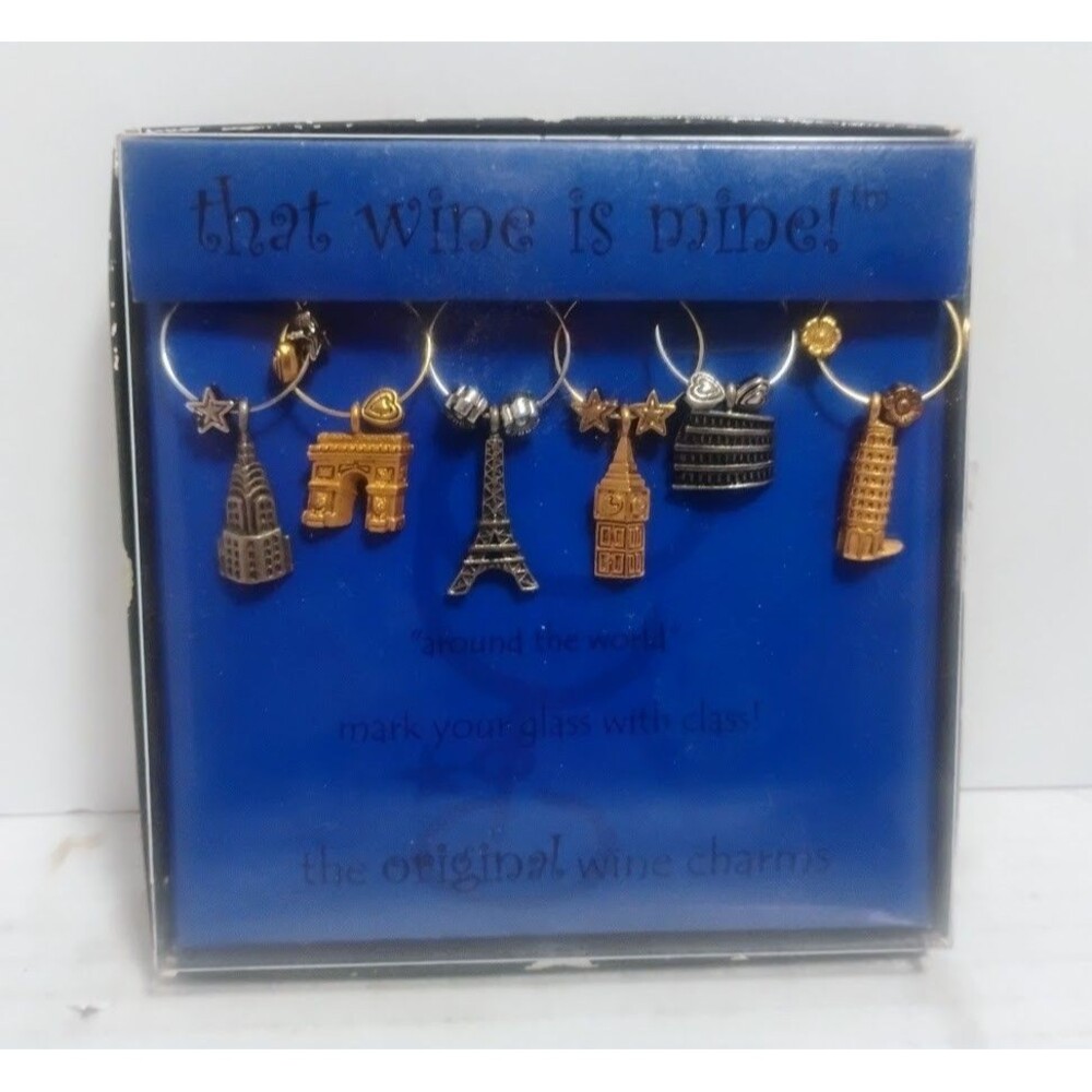 VTG WINE THINGS UNLIMITED THAT WINE IS MINE AROUND THE WORLD WINE CHARM SET NIB
